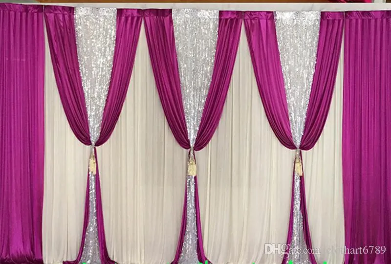 bruiloft achtergrond met pailletten swags decoraties achter in de achtergrond gordijn stylist celebration podium gordijn ontwerp stylist achtergrond muur valance
