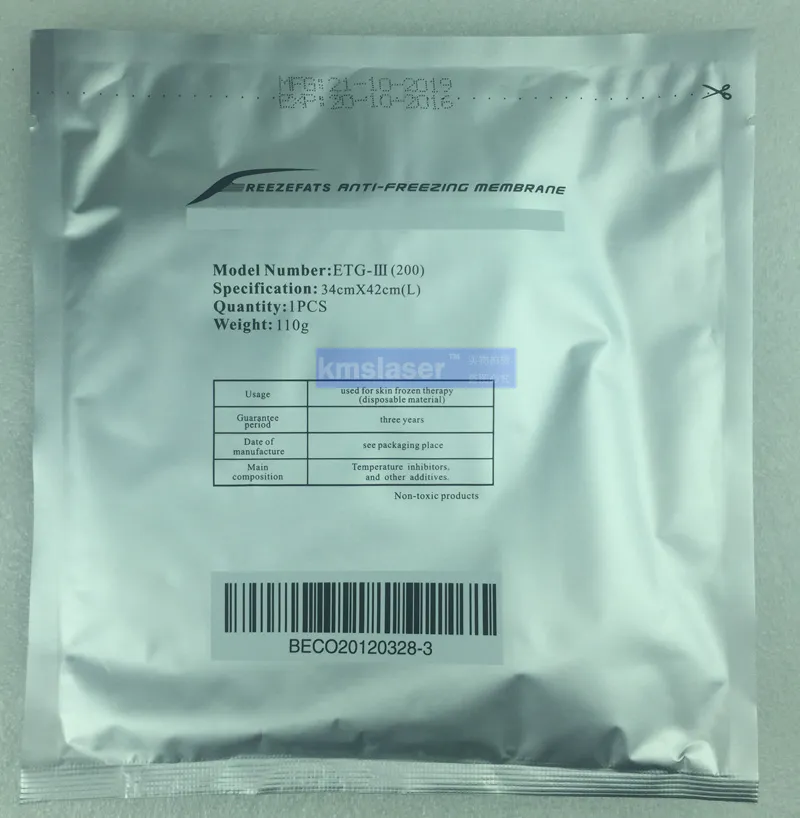 110G Cryo Anti Freezing Membranes Cryo Cool Pad Anti Freeze Cryotherapy Antifreeze membran 34 * 42cm för klinisk salong och hemmabruk