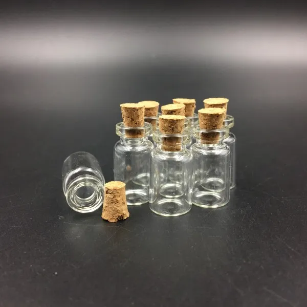 1-ml-Fläschchen, Klarglasflaschen mit Korken, Miniatur-Glasflasche mit Korken, leere Probengläser, klein, 13 x 24 x 6 mm, niedliche Flaschen, perfekt zum Basteln