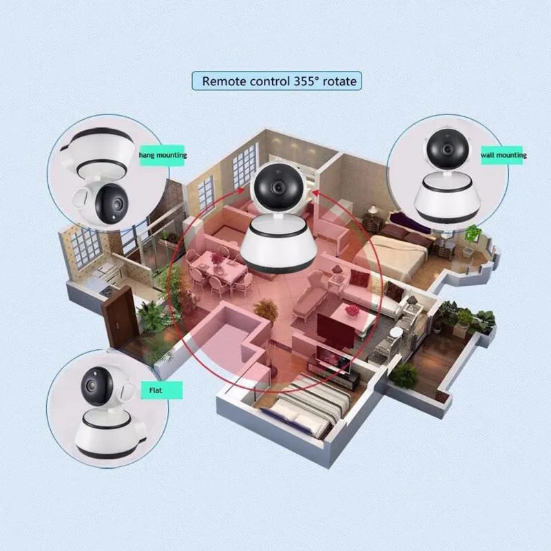 2019 Hem Säkerhet IP-kamera WiFi-kamera Videoövervakning 720P Nattvision Motion Detection P2P Kamera Baby Monitor Zoom