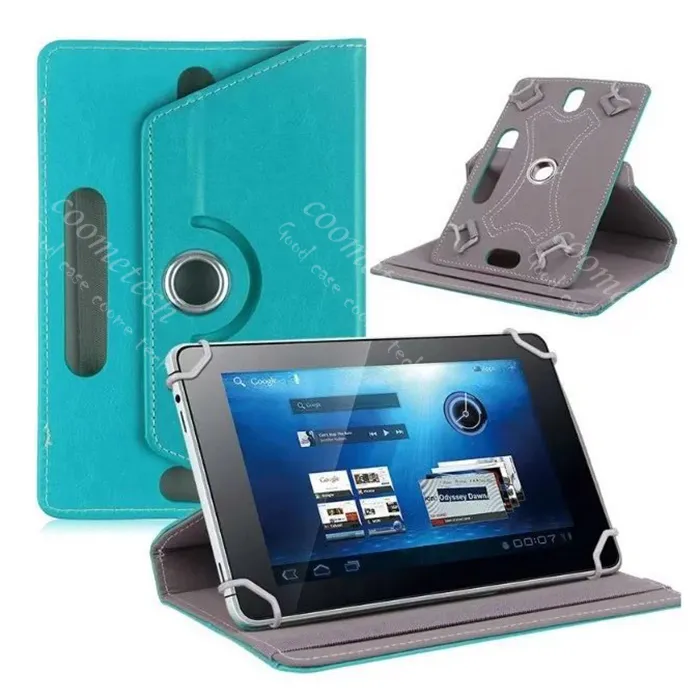Universal 360 degree rotationg tablet pu leather case stand back cover for 7-9 inch fold liop case with build in buckle