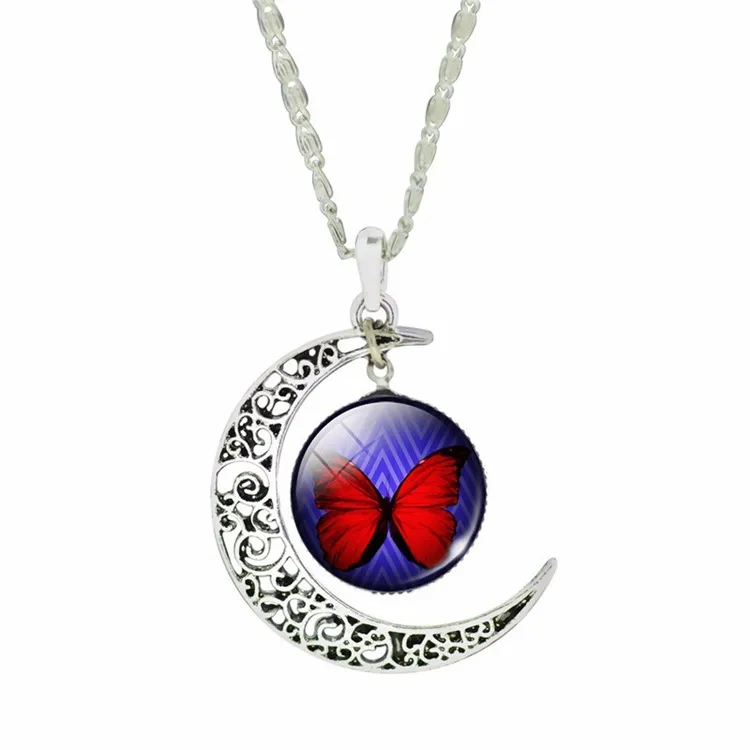 Nueva llegada Collar de piedras preciosas de luna nueva adornos colgantes de cristal de mariposa caliente WFN574 con cadena orden de mezcla 20 piezas por lote