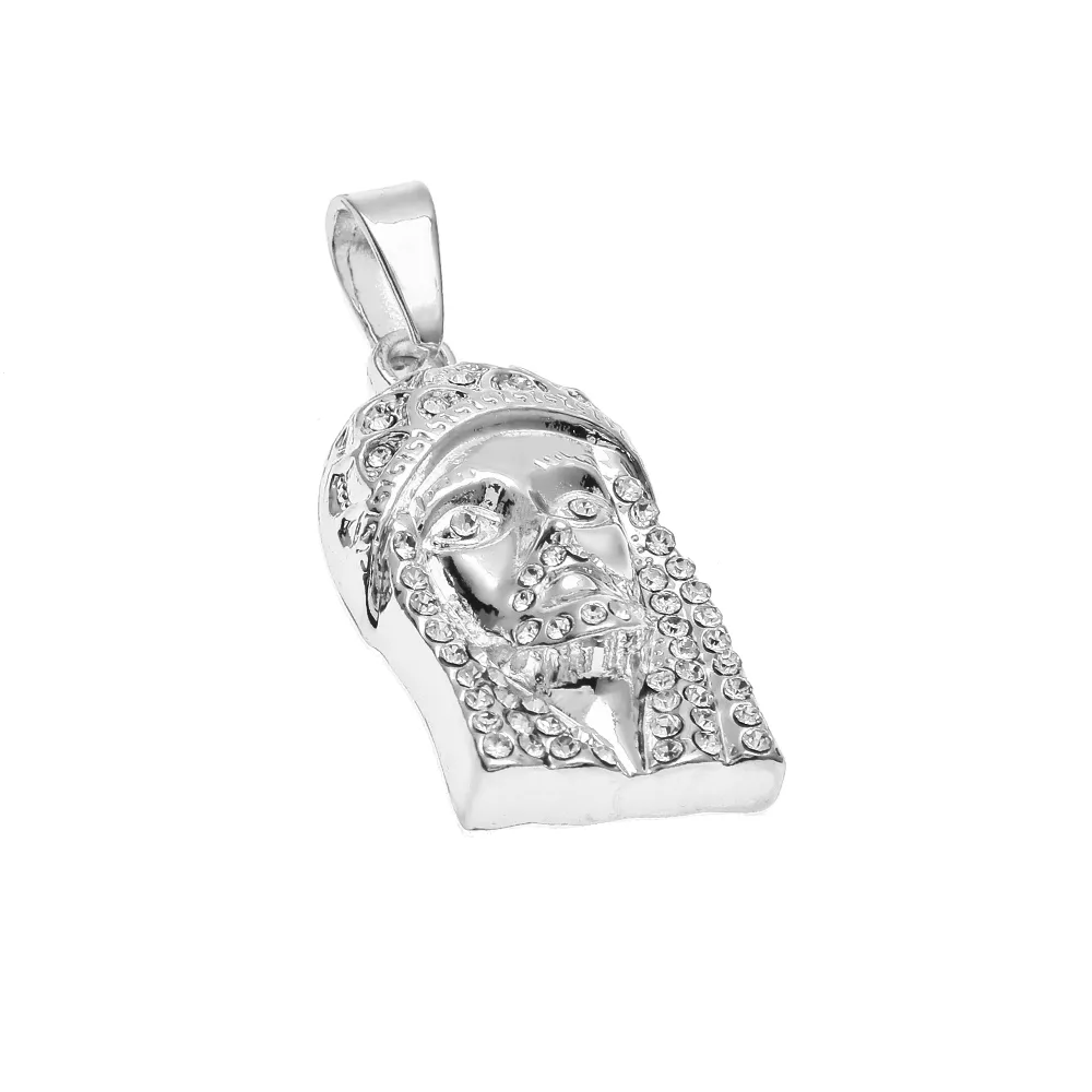 HipHop Silver JESUS Christ Piece Head Face Pendant Necklace Charm Chain For Men and Women Trendy Holiday Accessories