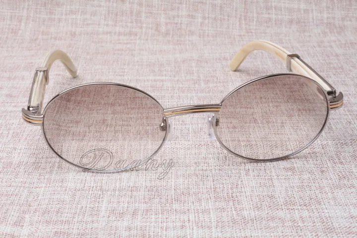 ラウンドサングラス牛角眼鏡 7550178 ナチュラルストレートレッグブラックホーン男性と女性のサングラス眼鏡眼鏡サイズ: 55-22-135 ミリメートル