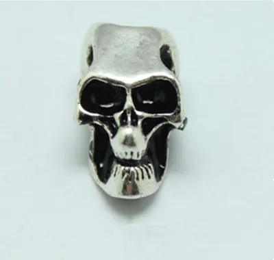 Antique Silver Tone Pave Skull Big Hole Beads Fit European making Bracelet jewelry paracord accessories