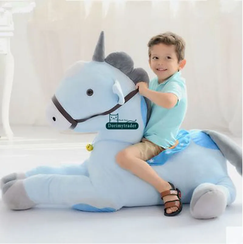 Dorimytrader Giant Plush riding a toy horse for Kids Sofa Stuffed Animal Doll Cute Baby Present DY60196