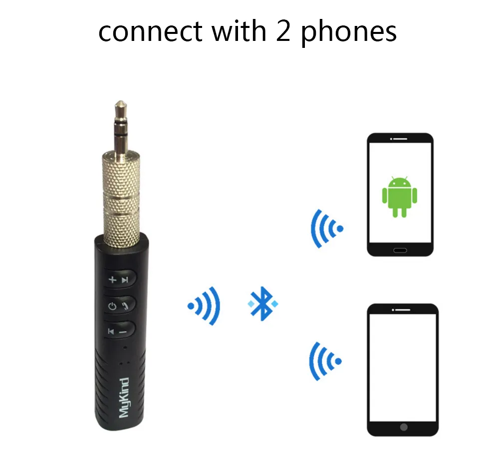 Carro Transmissor Bluetooth Clip-on receptor sem fio 3,5 milímetros de áudio Bluetooth com microfone para auscultadores Speaker conectar com 2 adaptador