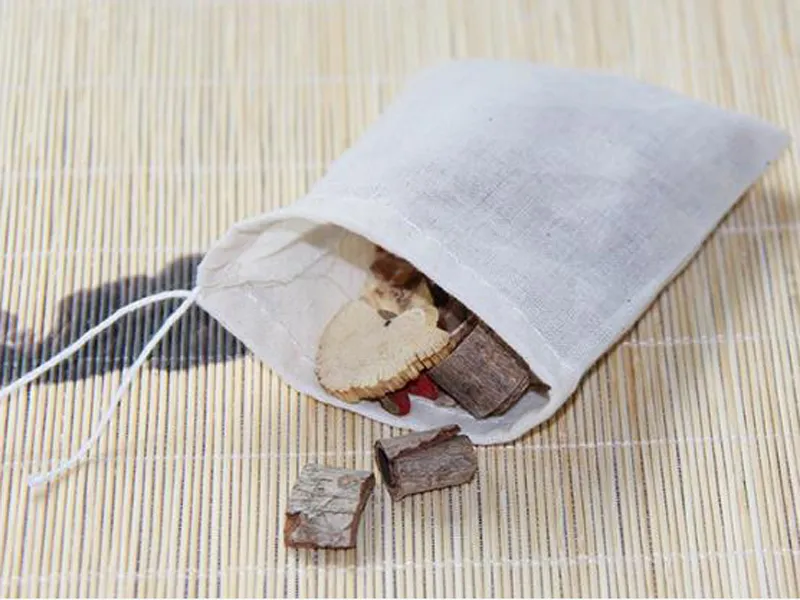 Whole Portable 8x10cm Cotton Muslin Reusable Drawstring Bags Packing Bath Soap Herbs Filter Tea Bags3114