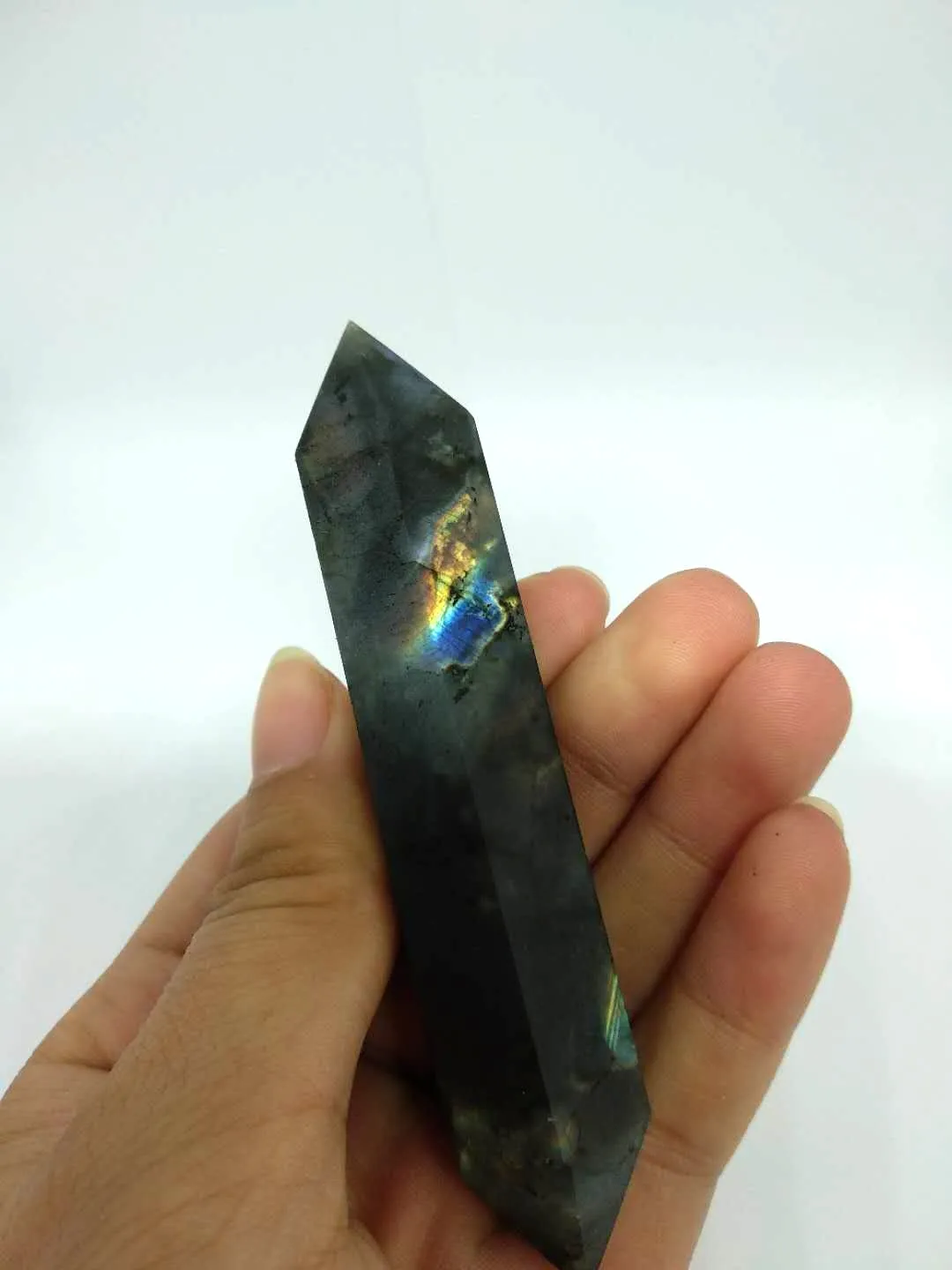Högkvalitativ Naturlig Labradorite Quartz Crystal Double Terminated Wand Healing Natural Stones och Minerals för julklapp Gratis frakt