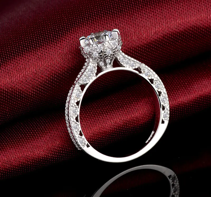 YHAMNI Gioielleria di marca Anello in argento sterling massiccio originale 925 da 1 ct SONA CZ Diamante Anelli di fidanzamento donna JZ0721851784