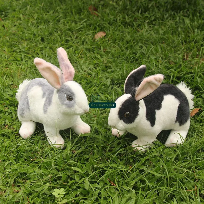 Dorimytrader güzel Mini gerçekçi hayvan pet tavşan peluş oyuncak dolması bunny doll yastık çocuk oyun bebek dekorasyon 29 cm x 17 cm DY61894