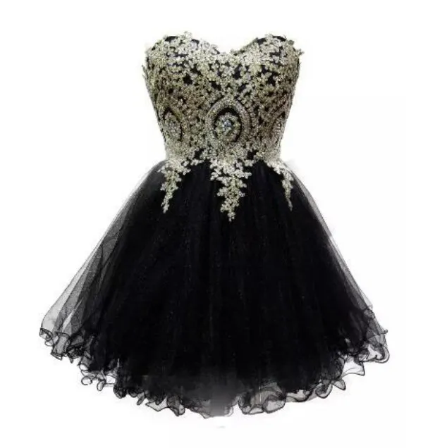 Cristalli di perline Appliques in pizzo dorato Abiti corti da ritorno a casa Sweetheart senza maniche con lacci sul retro Rosso Bianco Rosa Nero Abito da sera blu royal