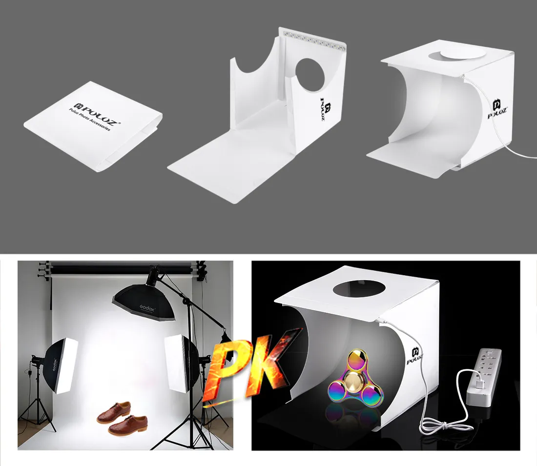 Nieuwe 20 * 20 * 20cm Mini Photo Studio Box Draagbare fotografie Achtergrond ingebouwde lichte foto doos kleine artikelen fotografie achtergrondvak