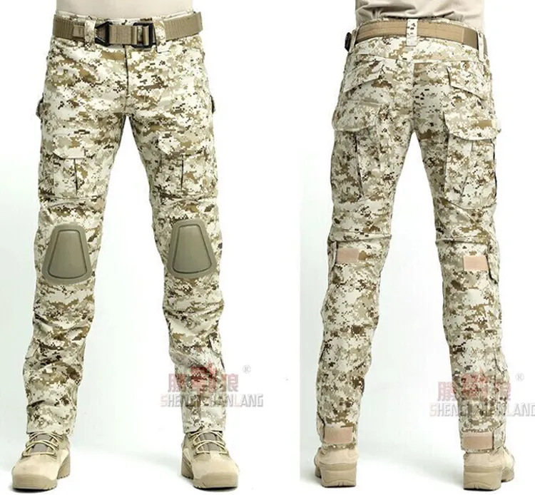 Pantaloni tattici da uomo BDU da caccia rapida da combattimento d'assalto Airsoft con ginocchiere Pantaloni da gioco di guerra i5188556