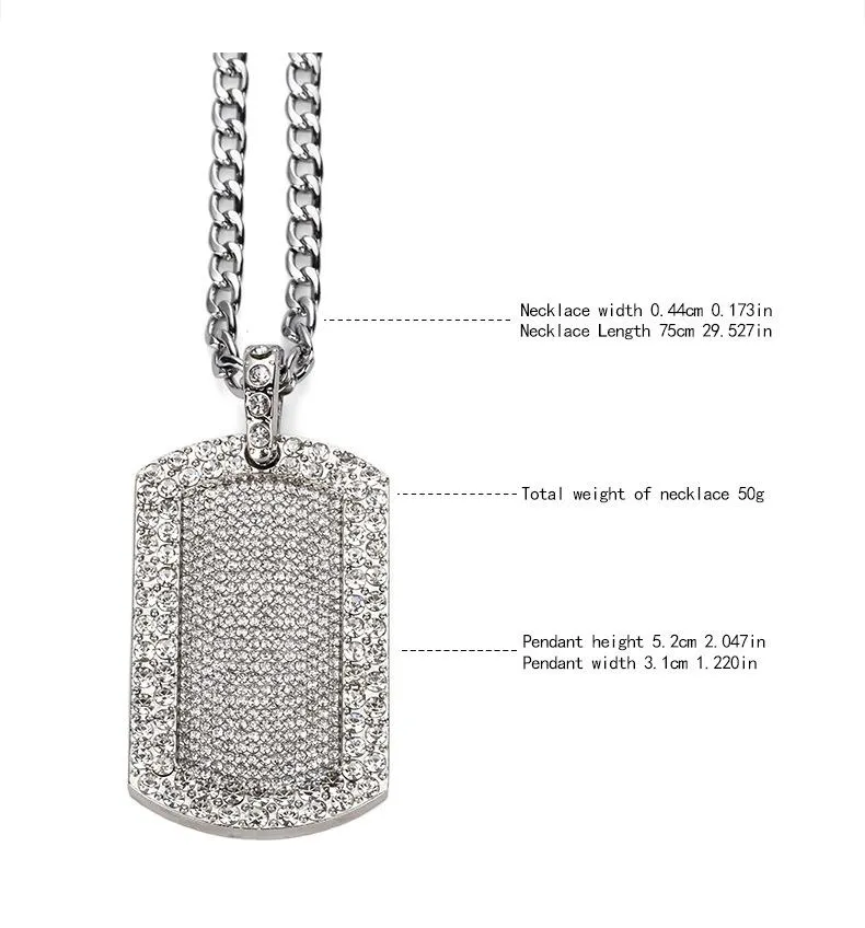 mens 18K Gold silver plated chain full Diamond Pendant Necklace bling bling chains hip hop Jewelry Necklaces for men women party gifts