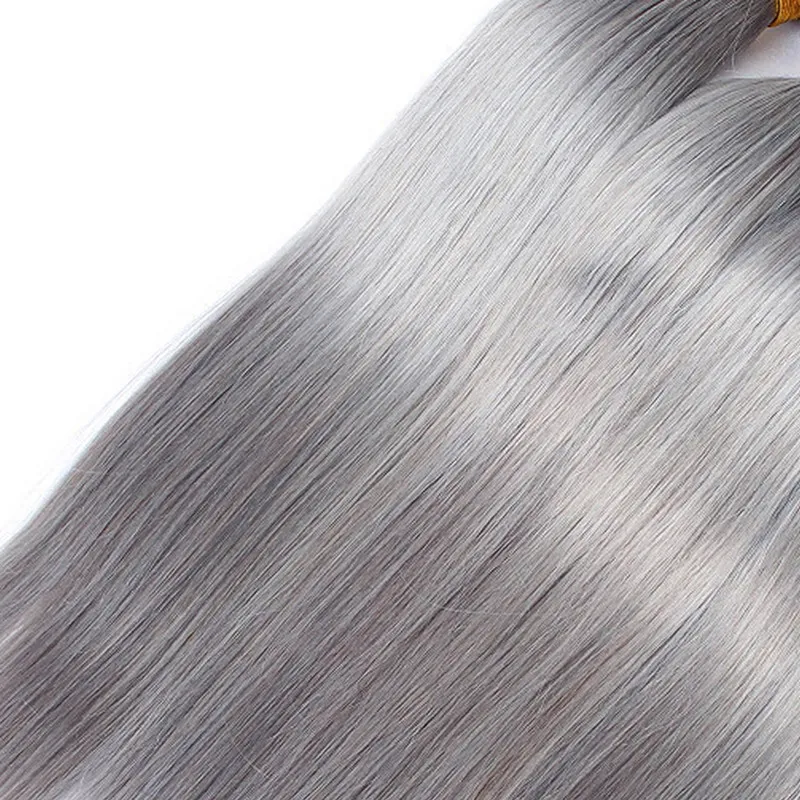 ELIBESS HAR- Straight European Hair Pure Grey Human Hair 4 Bundles 50g/pcs 10-28 inch With DHL Shipping