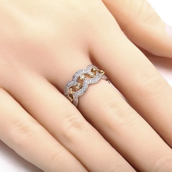 2018 Nieuwe Collectie Prachtige Luxe Sieraden 2 stks 925 Sterling Zilver Goud 5A Cubic Zirconia Diamond Women Wedding Band Bridal Ring Set Gift