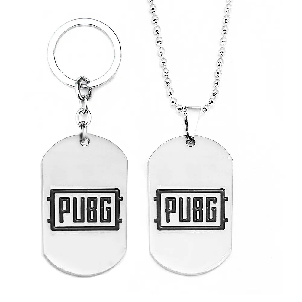 STG Game Playerunknown's Battlegrounds Collier Porte-clés en acier inoxydable PUBG WINNER CHICKEN DINNER Lettre Logo Dog Tag Pendentif