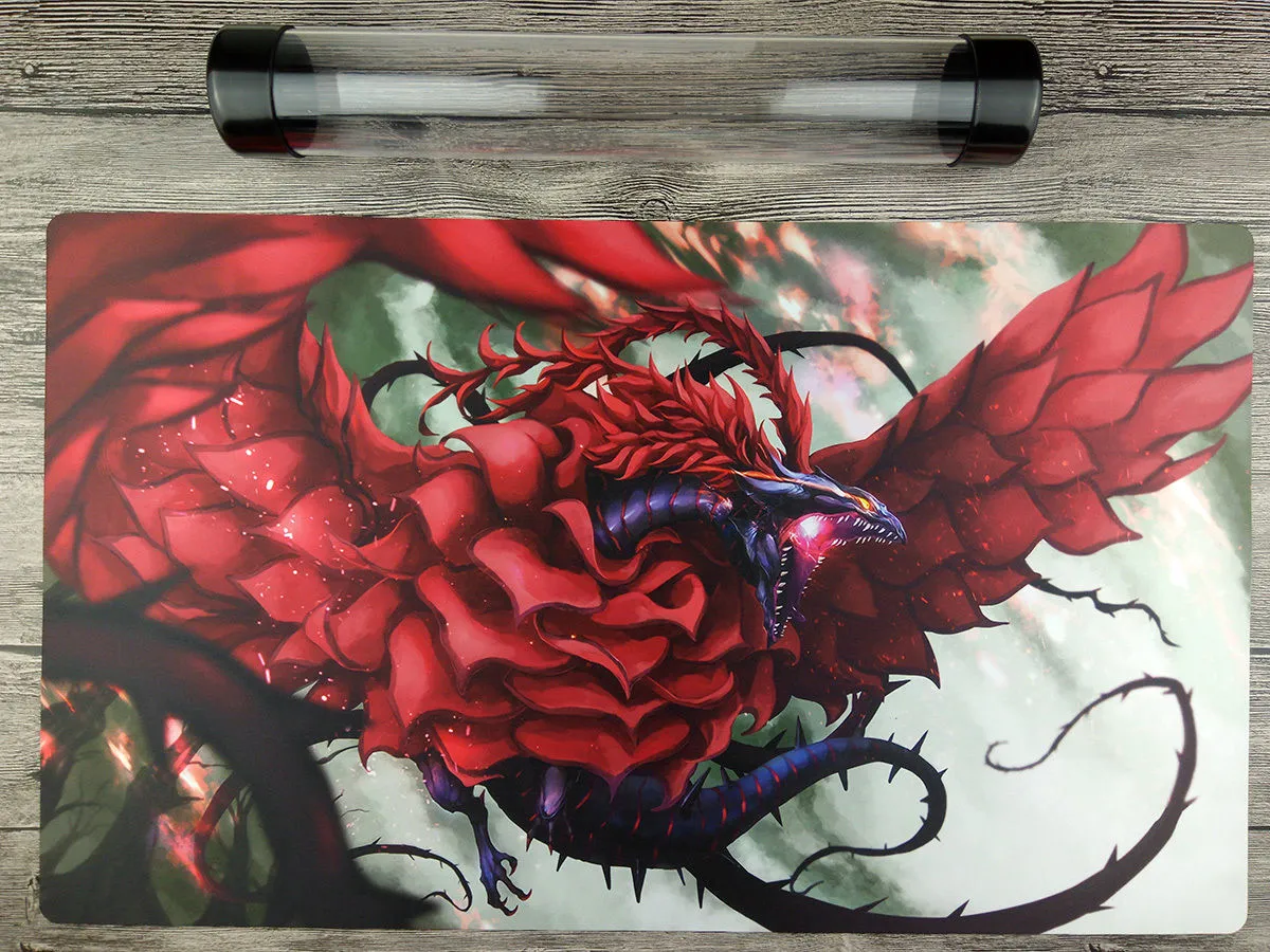 Black Rose Dragon YuGiOh Playmat Free High Quality Tube TCG/WCQ/YCS Mat to receive the bag