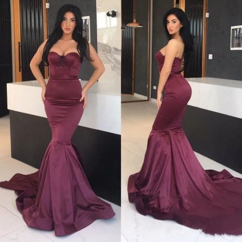 2018 Burgundy Prom Dress Mermaid Sweetheart Neckline... From 90,25  |  DHgate