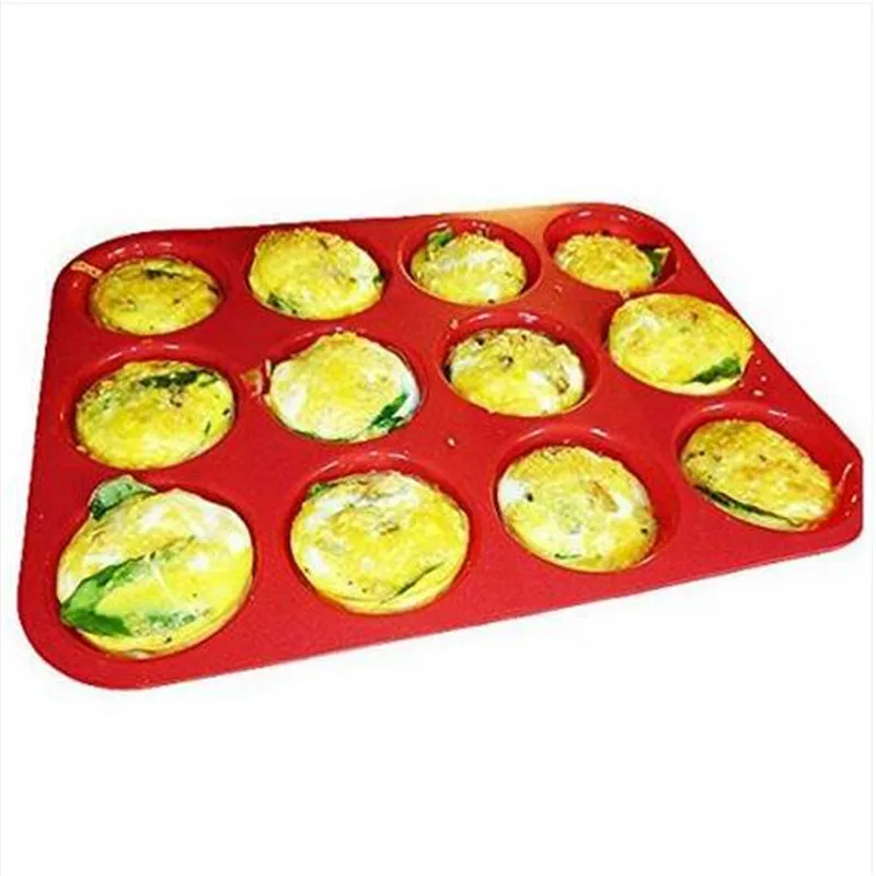 wholesales 12 Cup Silicone Muffin Cupcake Baking Pan Stick Silicone Mold Dishwasher Microwave Safe Barbecue tray Cupcake Baking Pan