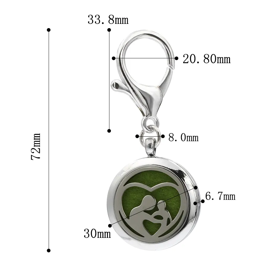 Dog/Cat Paw KeyChain Essential Oil Aroma Diffuser Perfume Locket with Lobster clasp Keychain keyring With free Pads KA61-KA70