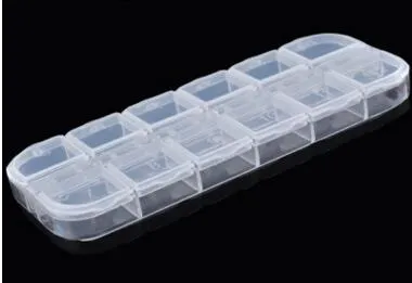 Nail Art 12 Leeg Compartiment Plastic Opbergdoos Oorbel Sieraden Bin Case Container naaiende dozen