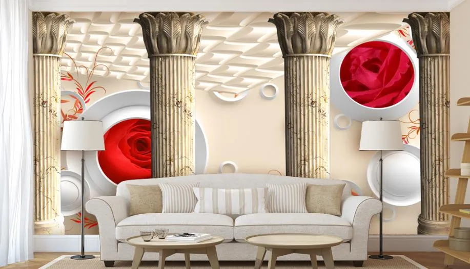ردة حمراء 3D صور خلفيات خلفيات لغرفة نوم التلفزيون خلفية جدارية للجدران