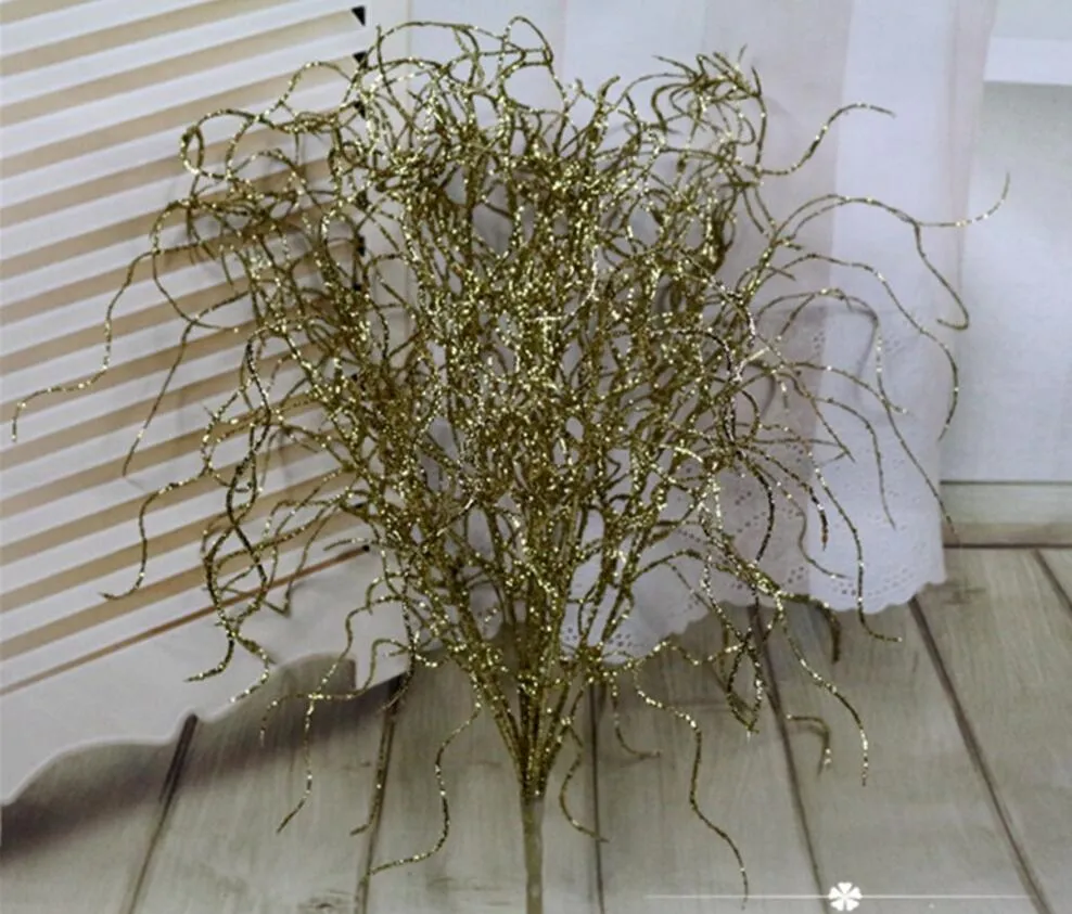 10 -stcs kunstmatige glitter poeder juncus effusus gras voor bloem arrangement accessoires voor huis bruiloft tuindecoratie