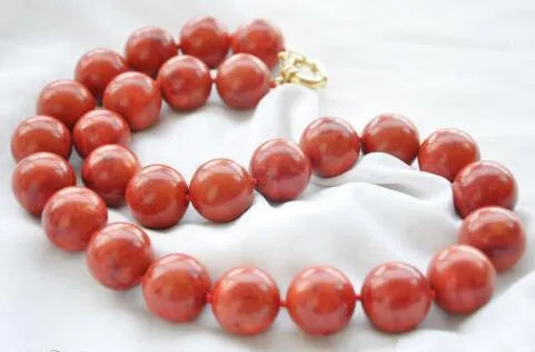 Natural 1012Pretty Red Grass Coral Round Beads Necklace 18quot1635800