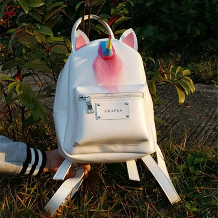 Horn Unicorn Backpack Grafea Day Pack Nice Girl School Bag Pu 가죽 팩 사행 품질 품질 배낭 스포츠 학교 가방 야외 데이 팩 3565