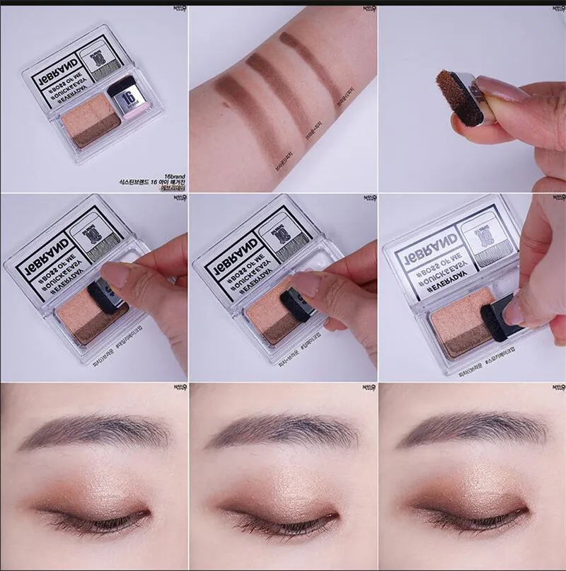 16 marques cosmétiques double couleur paresseux rapide facile fard à paupières Kit fard à paupières Palette yeux magazine maquillage avec pinceau par 16 marque DROP