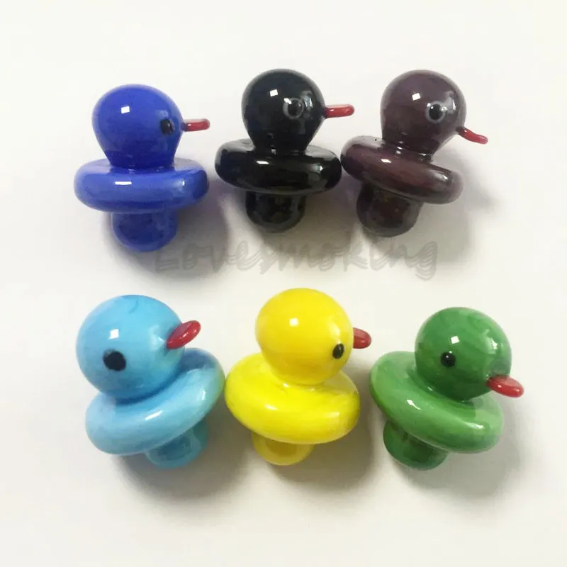 Glass Yellow Duck UFO Carb Cap Kuppel für Glasbongs, Wasserpfeifen, Dab-Ölplattformen, 4-mm-Thermal-P-Quarz-Banger-Nägel