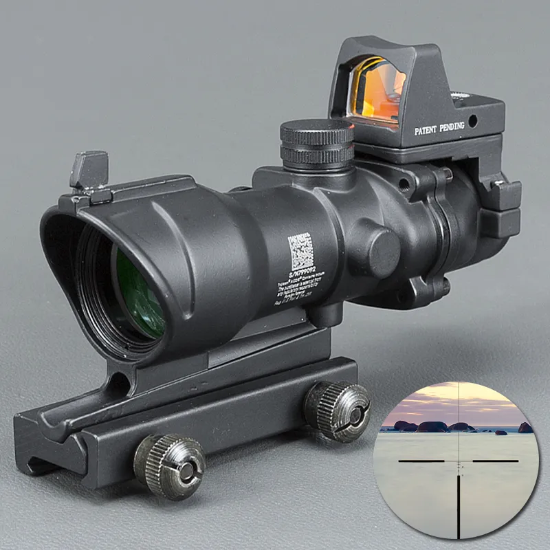 Trijicon ACOG Stijl 4x32 Scope met Docter Mini Red Dot Light Sensor (Zwart) voor Jacht GRATIS VERZENDING