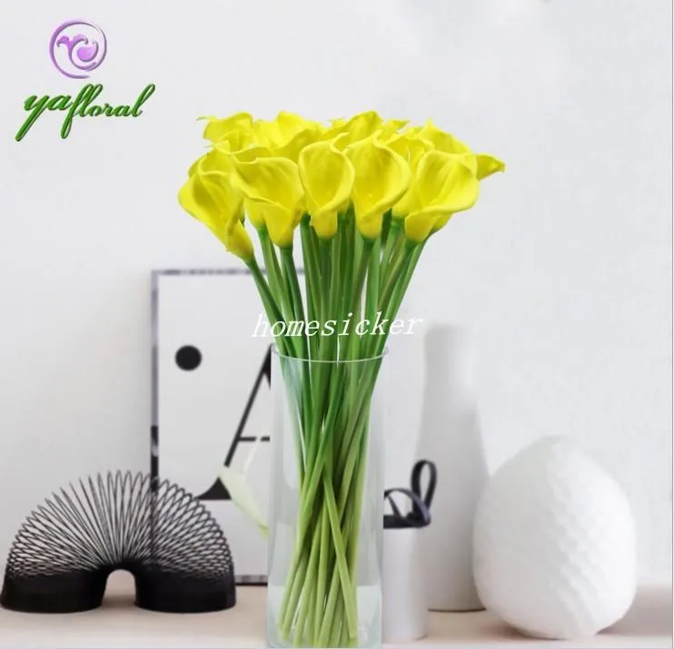 25 pezzi 35 cm/13,78 "lunghezza fiori super artificiali simulazione calla giglio PU fiore per fiore nuziale