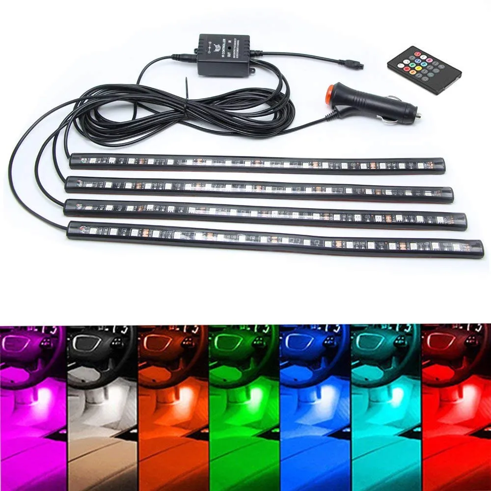 Auto LED Streifen Licht, LED Mehrfarbenmusik Auto Innenbeleuchtung Under  Dash Beleuchtung Wasserdichte Kit Mit Sound Aktive Funktion Und Wireless Re  Von 12,95 €