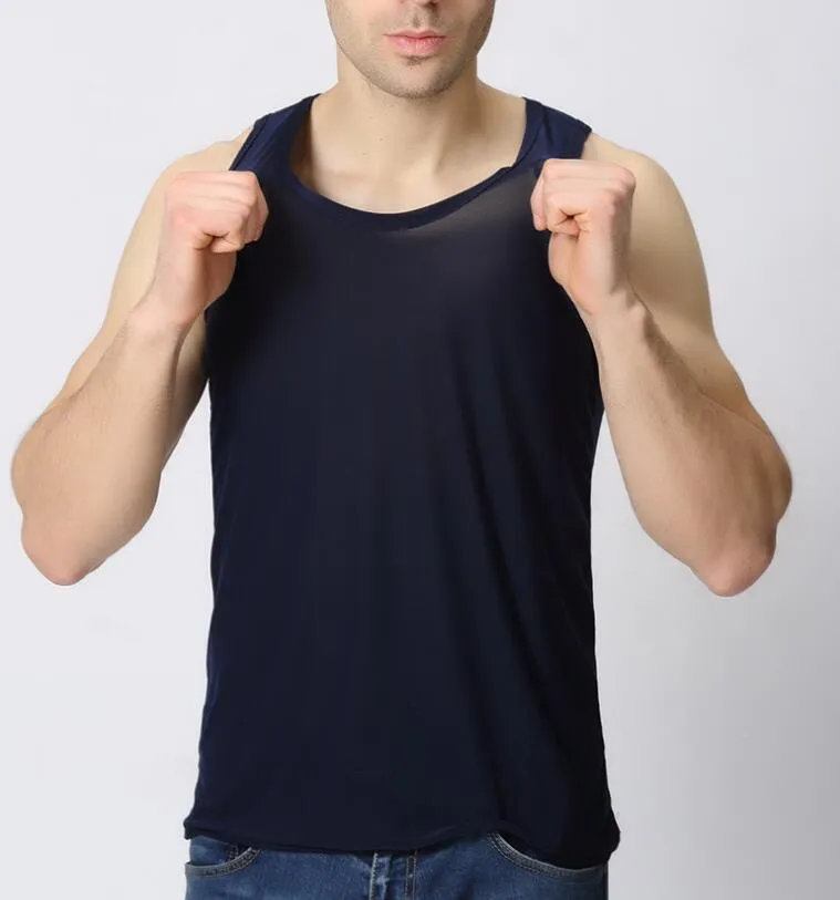 2pcs/lot Summer New Plus Size Tops Men Nylon Cotton Slim Pure Color Vest Man Singlet sleeveless shirt Underwear Men's Tank Tops