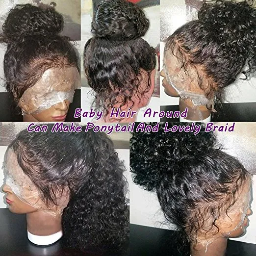 360 Renda frontal peruca 250% densidade pré arrancada perucas humanas frontal cabelo encaracolado para mulheres negras 12 polegadas