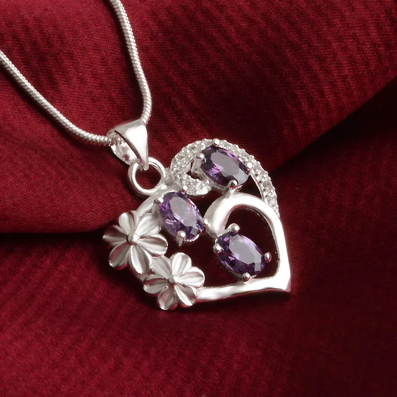 Silver Jewelry Pendant Fine atural amethyst silver-plated zircon pendant 925 jewelry silver plated Necklace Fashion gift necklace Top Qualit