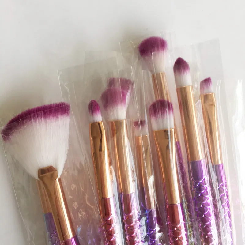 Makeup Brush Glitter Mermaid Fish Tail Makeup Brush Fishtail Shaped Foundation Powder Eye Shadow Concealer Rainbow Blending MakeU9011758