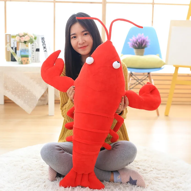 DorimyTrader 80cm Big Simulation Animal Lobster Pluche Speelgoed Grote Gevulde Cartoon Rode Crayfish Doll Kussen voor Kids Gift 31inch Dy50172