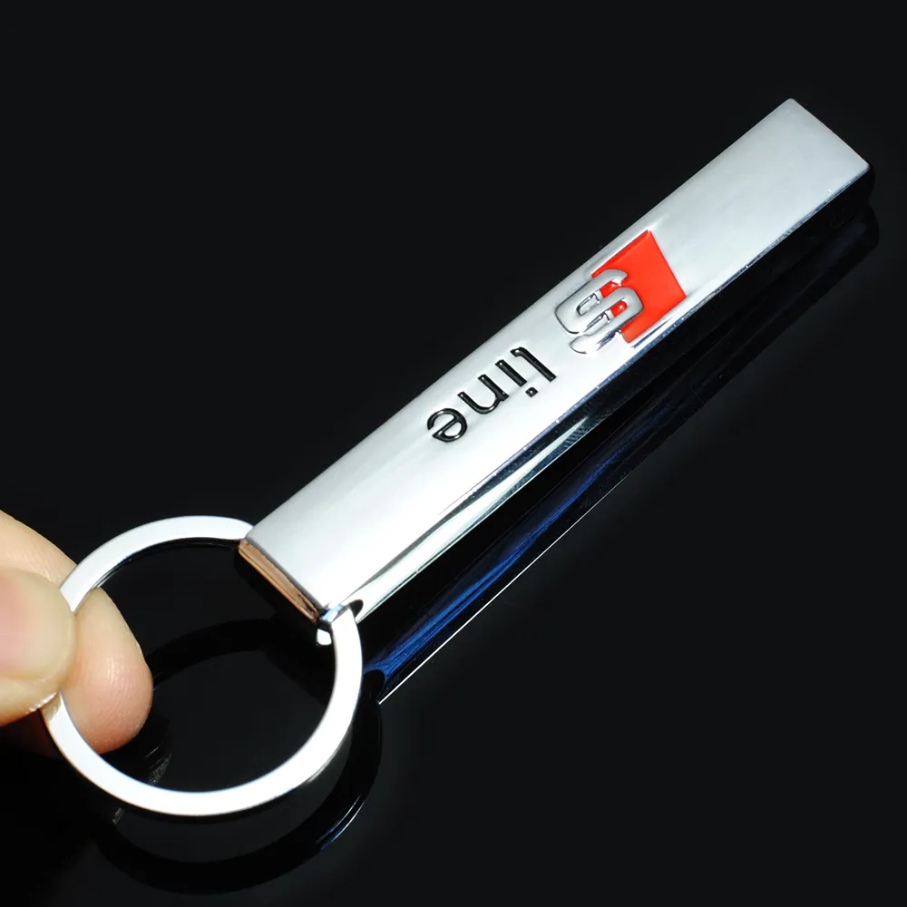 Metall S line Auto Schlüsselanhänger Ring Fob Auto Schlüsselanhänger für Audi Sline RS Logo Schlüsselanhänger A3 A4 A6 A7 A8 TT RS Q5 Q7 Auto Styling