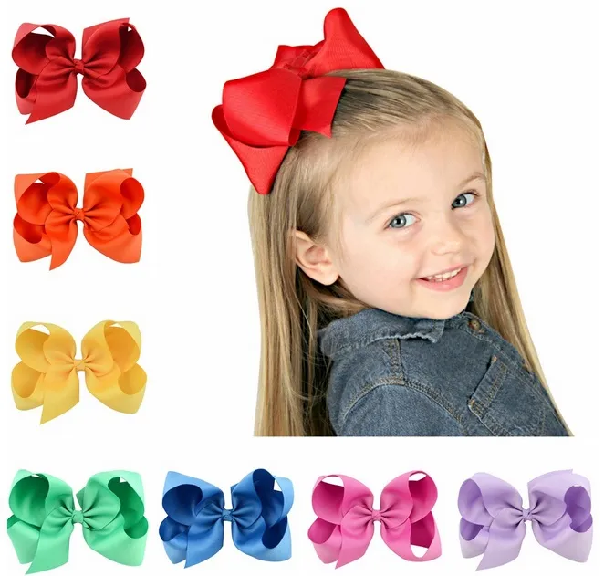 Girl 4-6 Inch Baby Children Hairs Bow Boutique Grosgrain Ribbon Clip Hairbow Large Bowknot Pinwheel Hairpins Hair Accessories Decoration 255