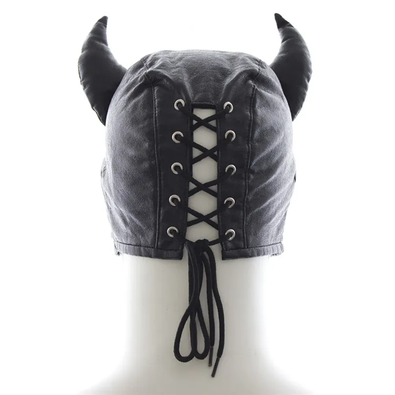 Devil Mask Fetisj Cosplay Ox Horn Sex Mask Fetisj Volwassen Spel  