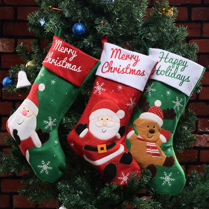 Noel Ağacı Çorapları çanta Noel Baba Ren Geyiği Noel Çorap Hediye Asmak Şeker Hediye Çantaları Noel Ağacı Dekorasyonları Ev Dekor Damla Gemi