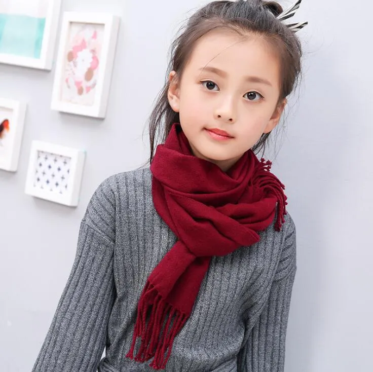 Otoño invierno niños bufanda 10 colores cálidos borlas bufandas para niños y niñas bufanda de Cachemira cómoda pañuelo para el cuello envío gratis