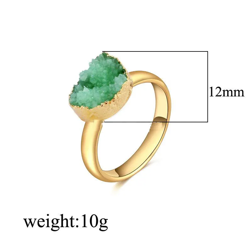 Hot Druzy Drusy Ring Open Size Gold Plating Resin Crystal Stone Finger Rings Sieraden voor Dames Gift