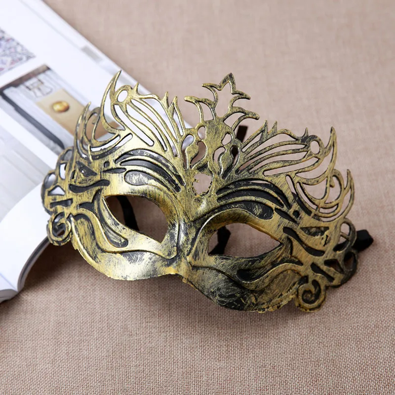 Weinlese-Prinzessin Mask Gold / Splitter-halbe Gesichts-PVC-Maskerade-venetianische Masken Halloween für Cosplay Maskerade-Show