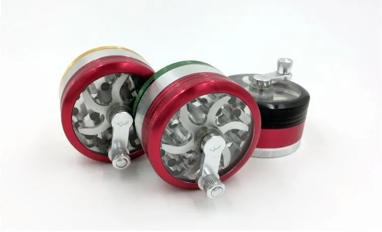 Smerigliatrice manuale in lega di alluminio fumatore di fumo a bilanciere creativo tagliasigari a quattro strati di colore