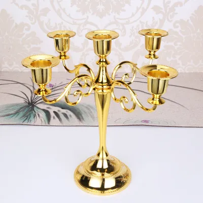 European Creative Metal Holders 5-arms Retro Romantic Candle Holder Candlelight Dinner Home Furnishing Wedding Hotel Decoration